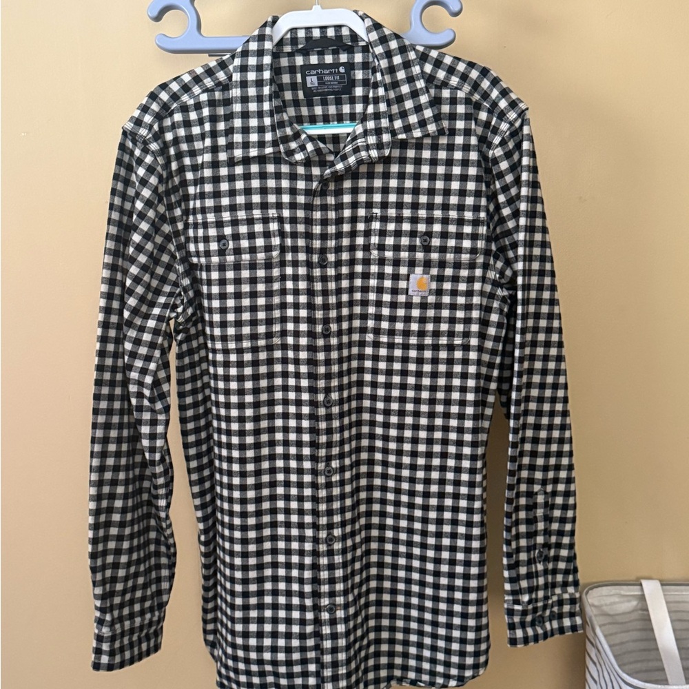 Carhartt Black & White Gingham Long-Sleeve Button-Up Shirt